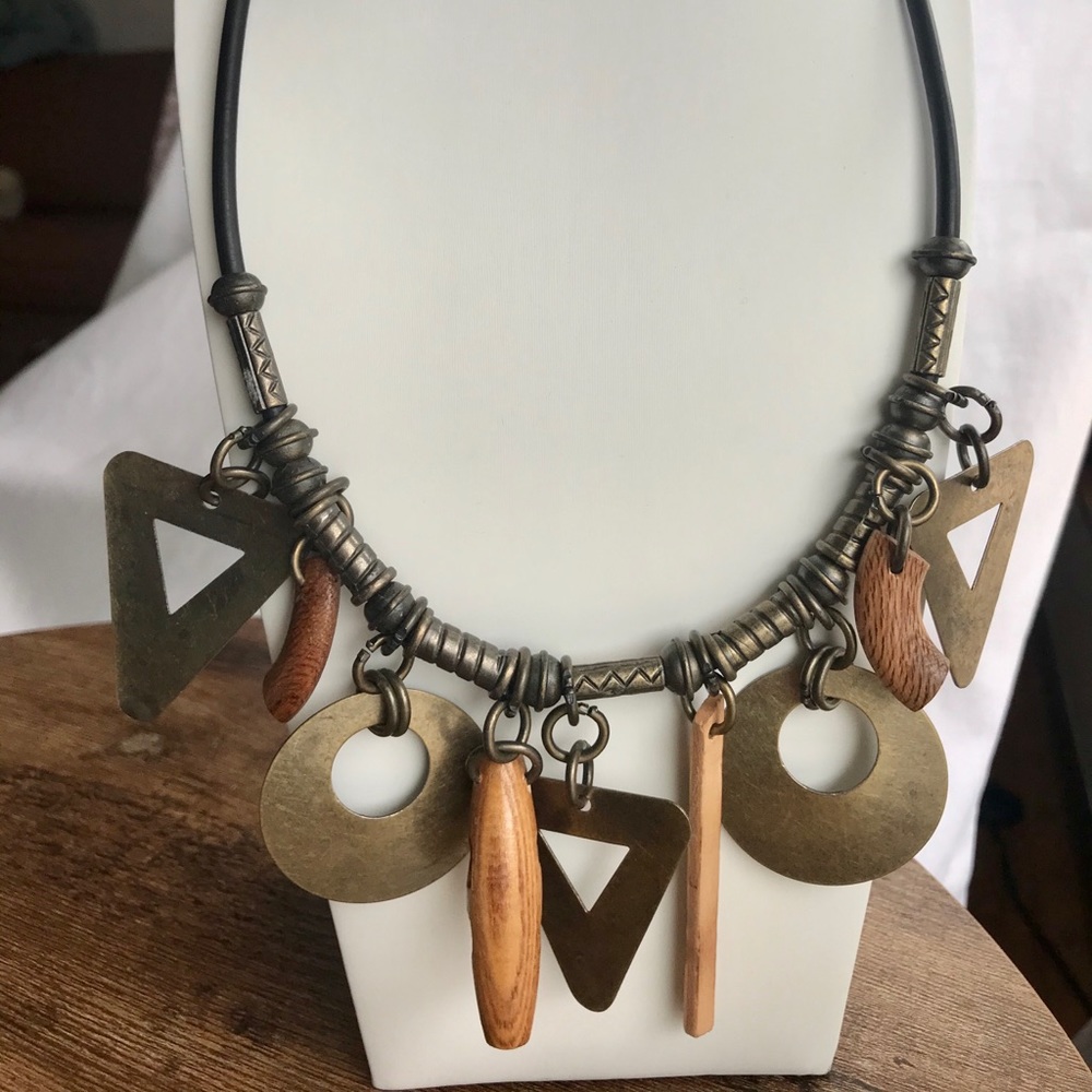 Beautiful Boho, artsy abstract mixed media necklace. - Picture 3 of 8